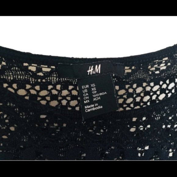 H&M Boho Sleeveless Crochet Dress With Tie Waist Black Size XS - Picture 9 of 10